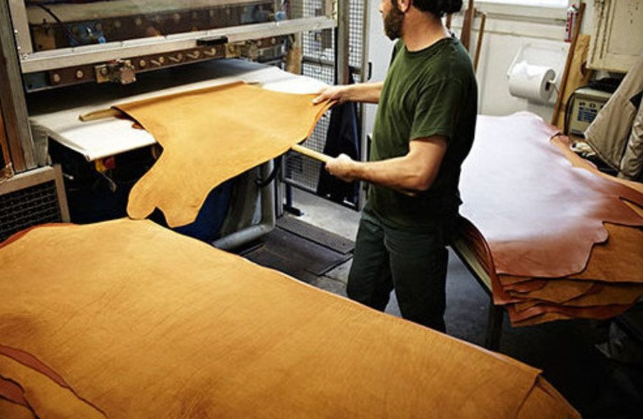 Leather craftsman at work